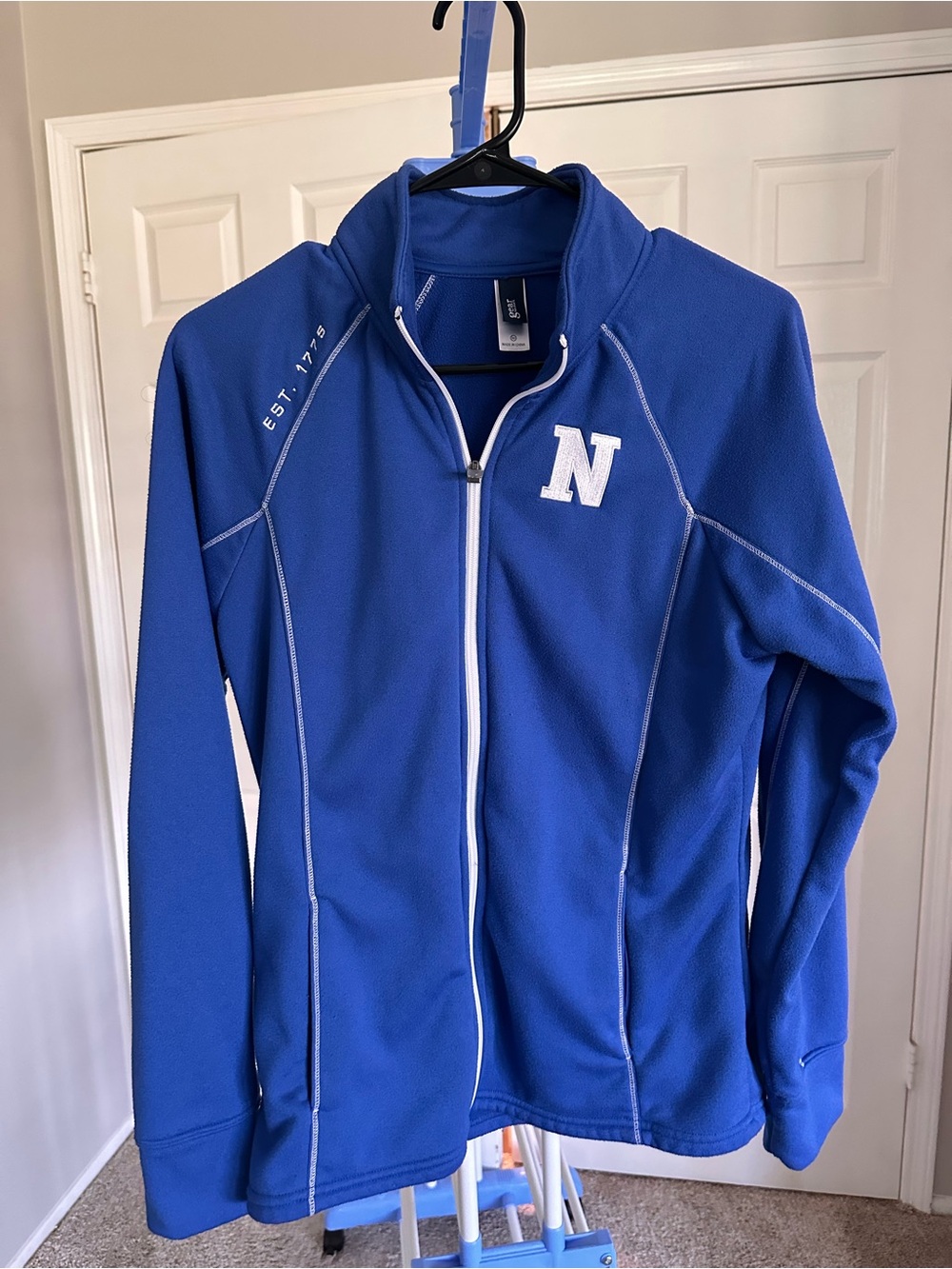 Navy Blue Full-Zip Fleece Jacket with N Patch